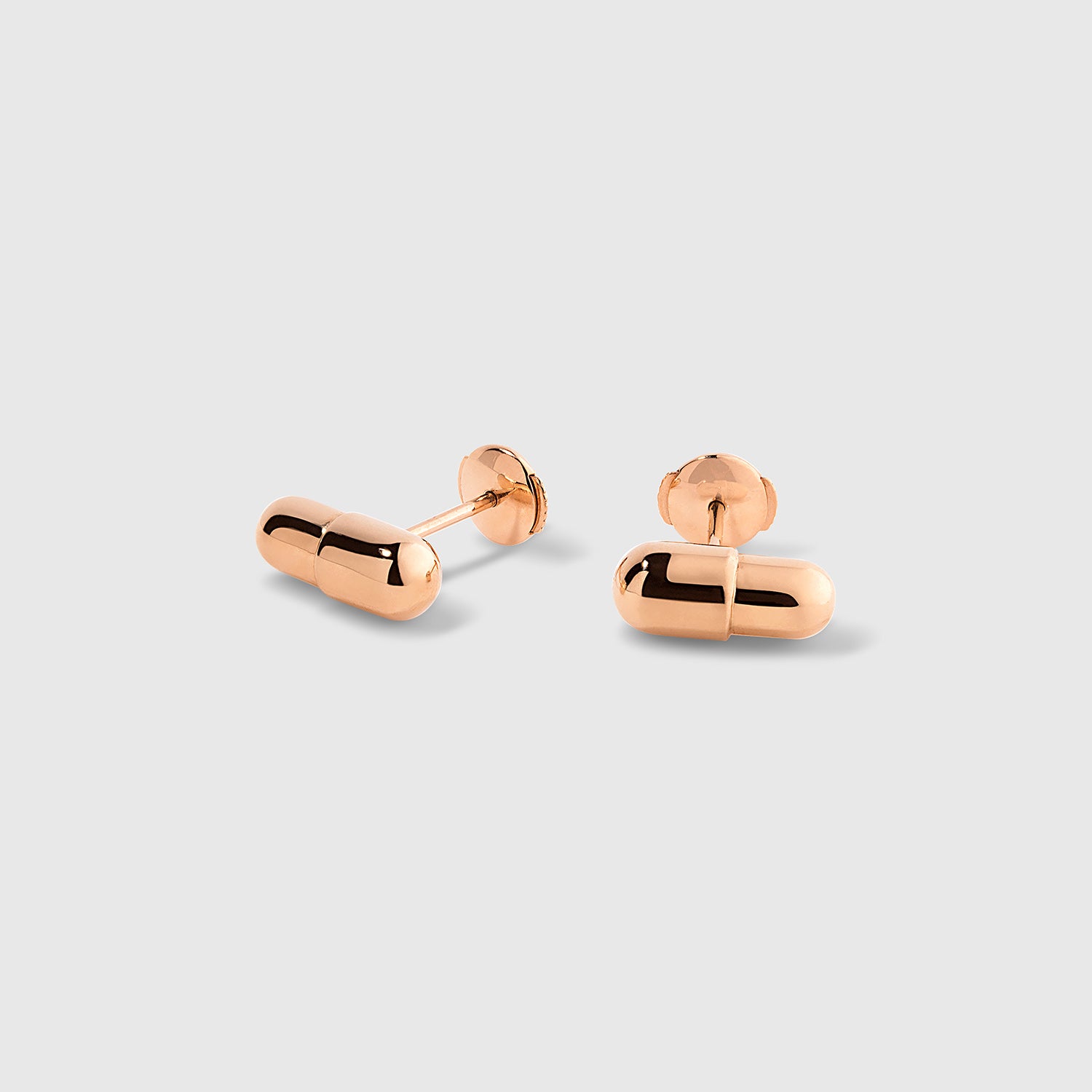 Rose Gold Pill Stud Earrings