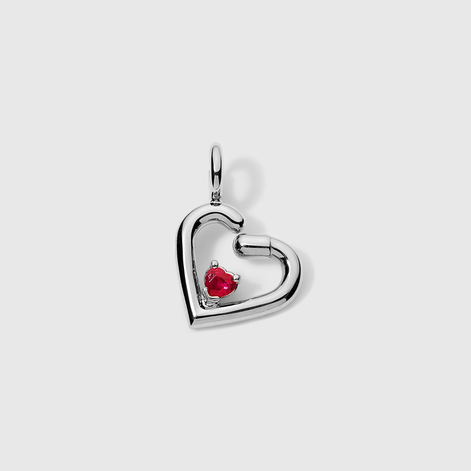 "Extrusion" Heart Charm with Heart Shaped Ruby