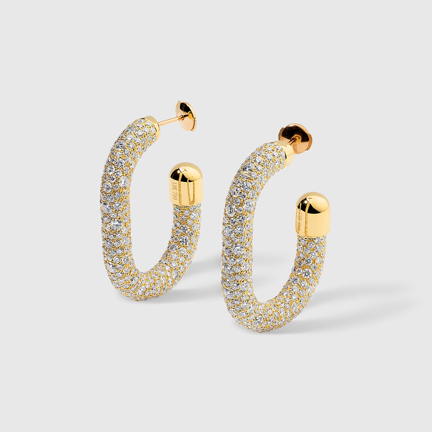 "Extrusion" Thick Large Diamond Pavé Hoop Earrings