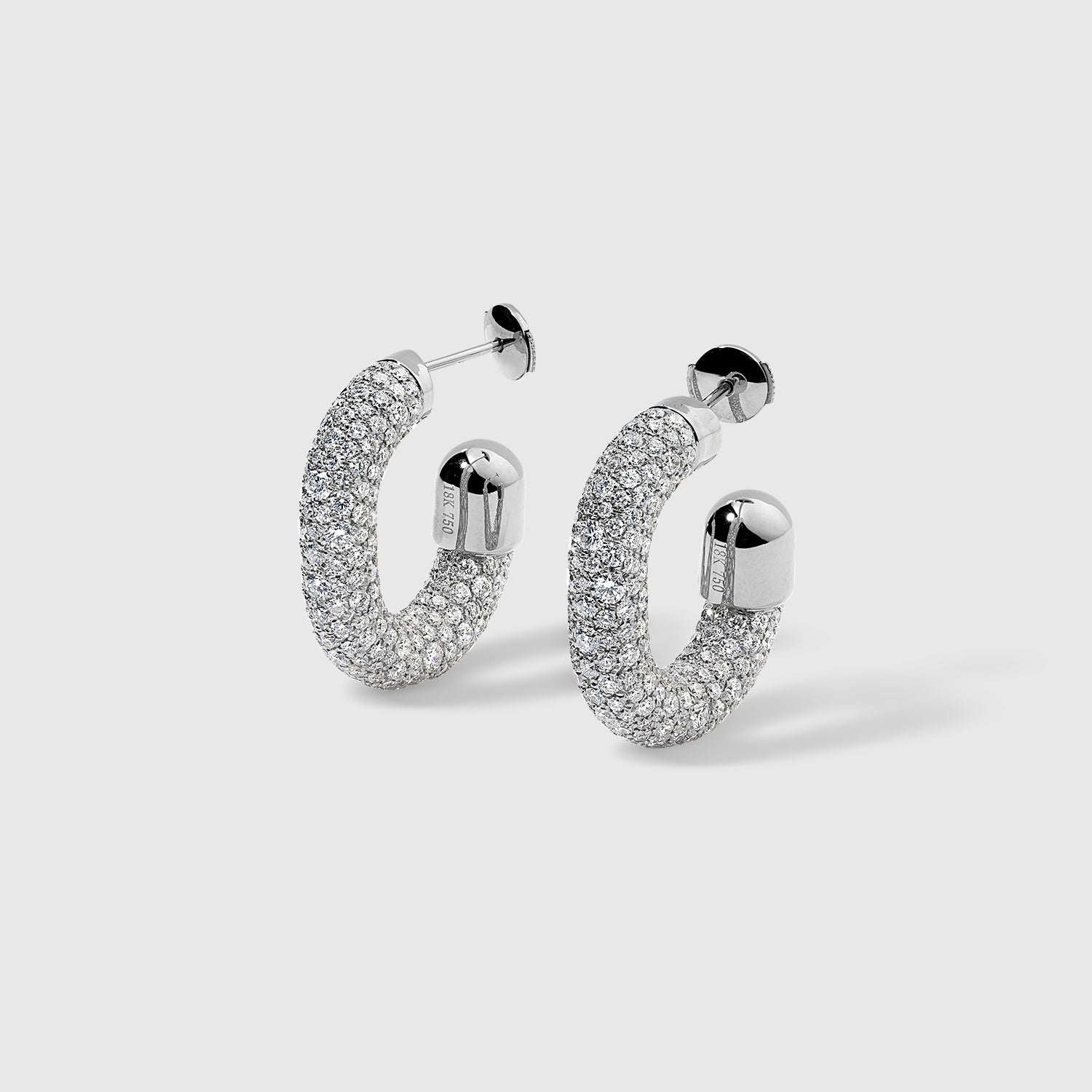 "Extrusion" Thick Small Diamond Pavé Hoop Earrings